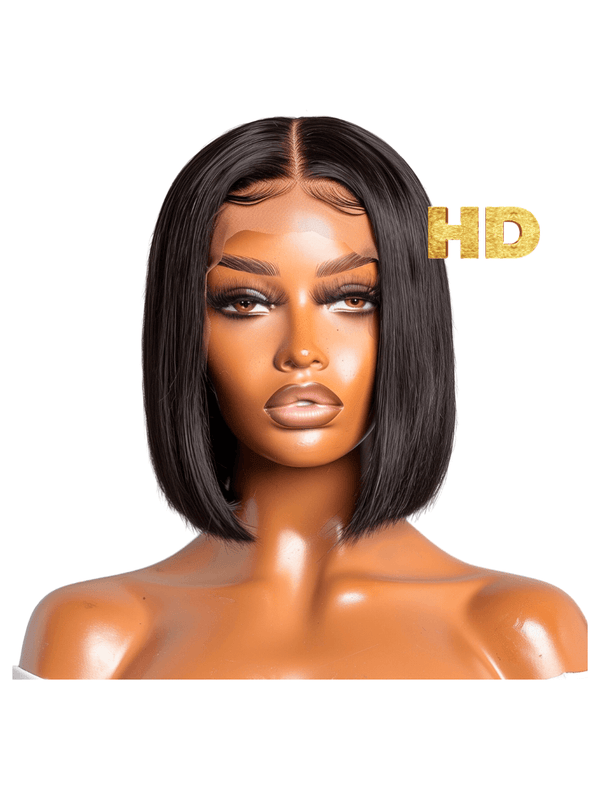 Middle Part HD 2x6 Lace Closure Bob Wig 250% Density Natural Black Premium Raw Hair
